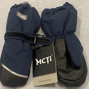 Kids Navy Mittens with Black Palm Grip